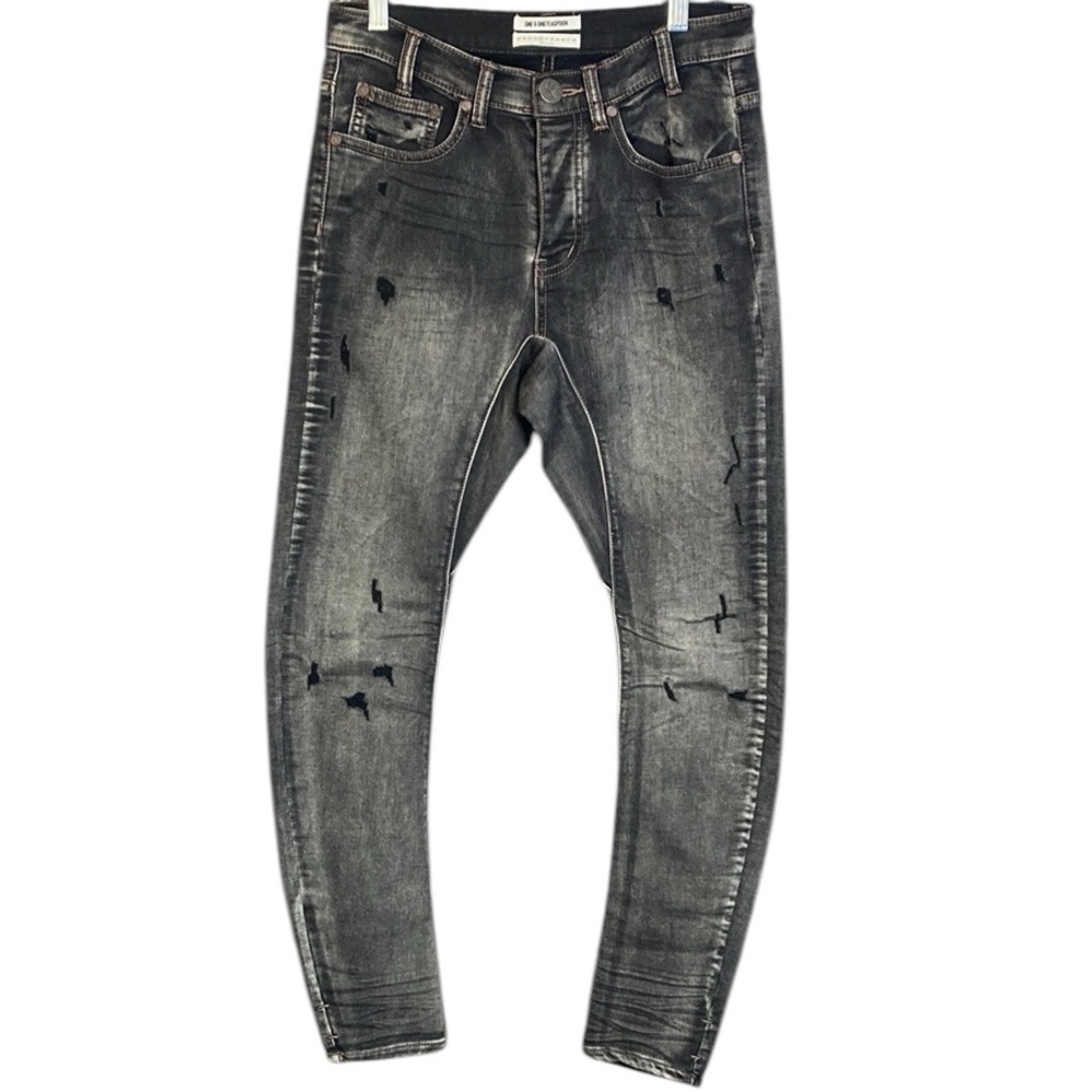 One Teaspoon Kidds Black Low Rise Bow Leg Skinny Jeans